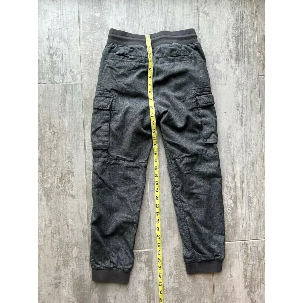 GAP Kids Gray Herringbone Drawstring Cargo Joggers Elastic Jersey Pants Casual M